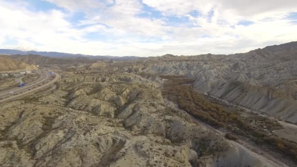 Luchtfoto Woestijn Sierra Alhamila Spanje — Stockvideo
