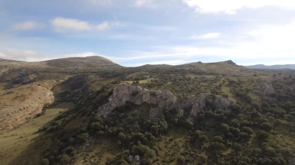 Flug Über Ein Flaches Feld Sierra Las Nieves Andalusien Spanien — Stockvideo