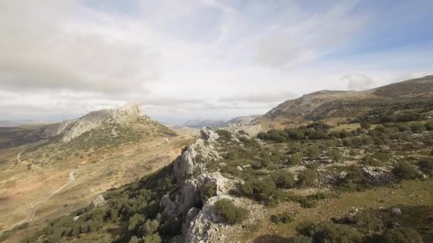 Volo Campo Pianeggiante Sierra Las Nieves Andalusia Spagna — Video Stock