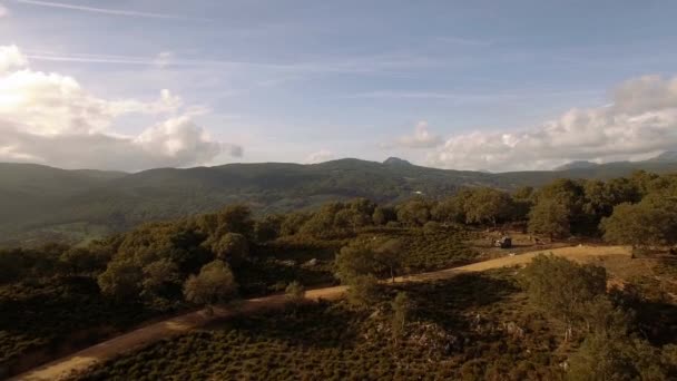 Aereo Volo Vicino Alle Montagne Lungo Catene Montuose Andalusia Spagna — Video Stock