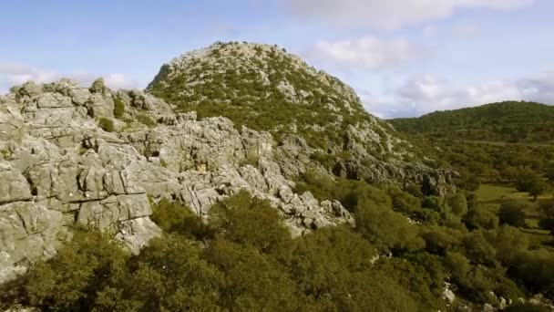 シエラ グラーツマ自然公園 アンダルシア スペインの山岳地帯に沿った飛行機 — ストック動画