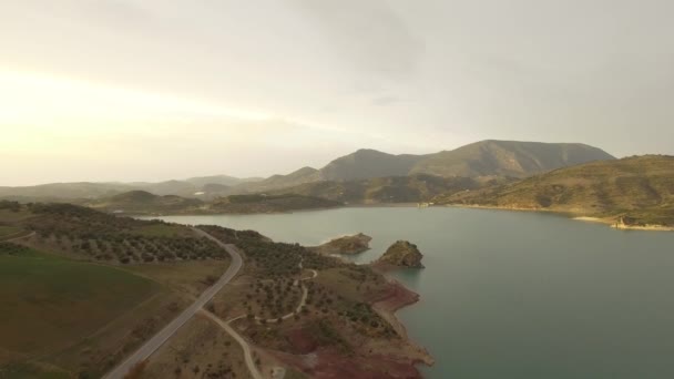 Aerial Embalse Zahara — стоковое видео