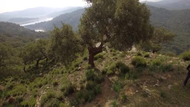 Volo Sopra Lago Barrier Spagna Embalse Guadarranque Andalusia — Video Stock