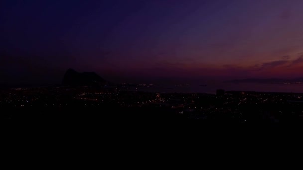 Aerial Sunset Night Flight Közel Gibraltar Spanyolország — Stock videók