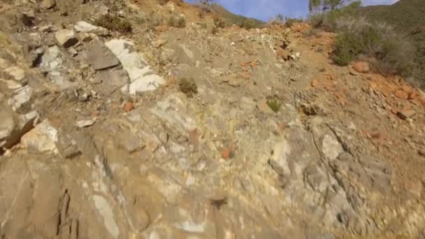 Aerial Flight Hills Rocks Beaten Track Andalusia Spain Stock Video