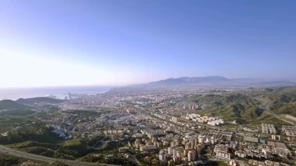 Luchtfoto Stadsgezicht Malaga Andalusië Spanje — Stockvideo