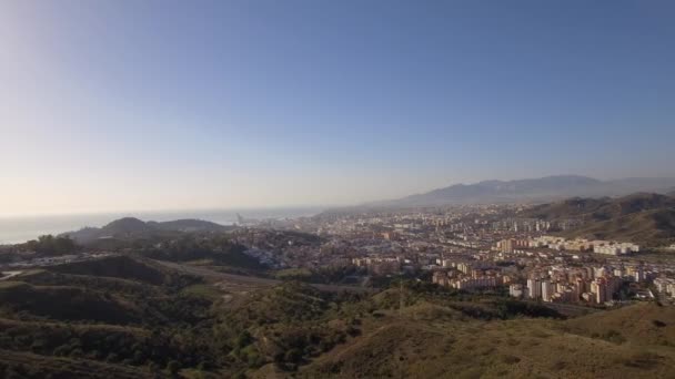 Luchtfoto Stadsgezicht Malaga Andalusië Spanje Inheems Materiaal — Stockvideo