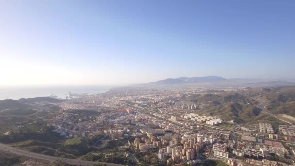 Aerial Cityscape Malaga Andalusia Spain Родной Материал — стоковое видео