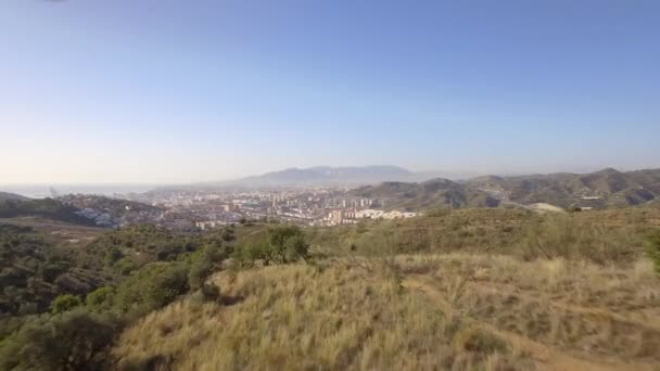 Luchtfoto Stadsgezicht Malaga Andalusië Spanje Inheems Materiaal — Stockvideo