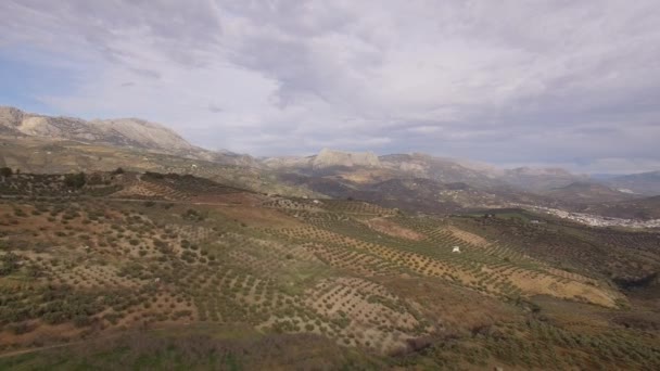 Aereo Volo Campo Pianeggiante Sierra Las Nieves Andalusia Spagna Versioni — Video Stock