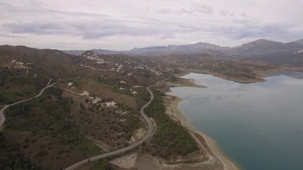 Aerial Embalse_De Vinuela Andalusia Spain — ストック動画