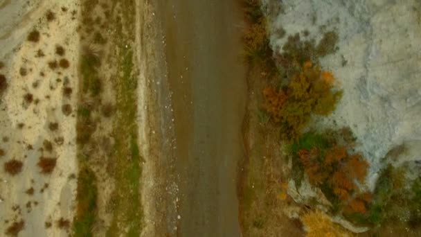 Aerial Riverbed Embalse Beninar — стоковое видео