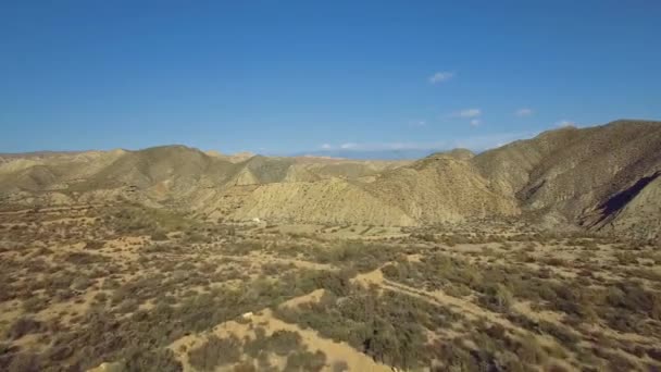 Aerial Dry Riverbed Desierto Tabernas — Vídeos de Stock