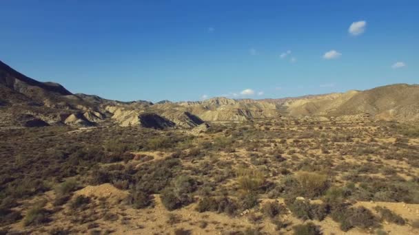 Aerial Dry Riverbed Desierto Tabernas — Stock Video