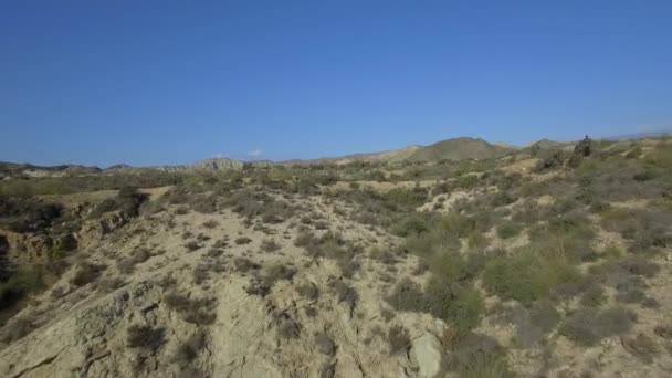 Aerial Dry Riverbed Desierto Tabernas — Αρχείο Βίντεο