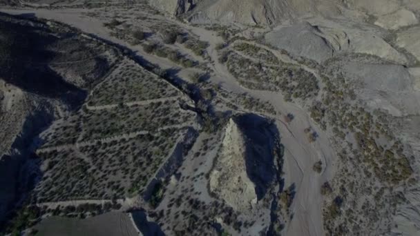 Aerial Dry Riverbed Desierto Tabernas — Stock video