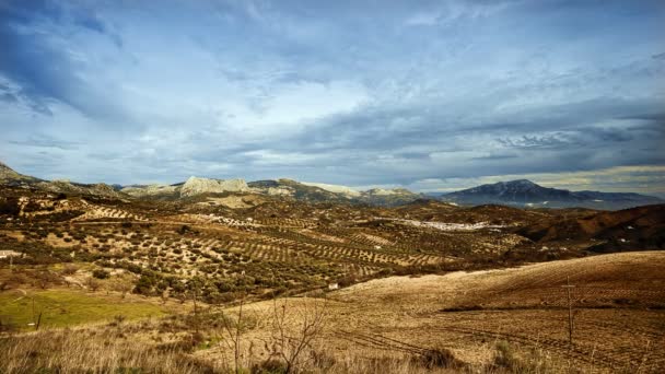 Time Lapse Cloudy Sky Andalusian Landscape Spain — Stockvideo
