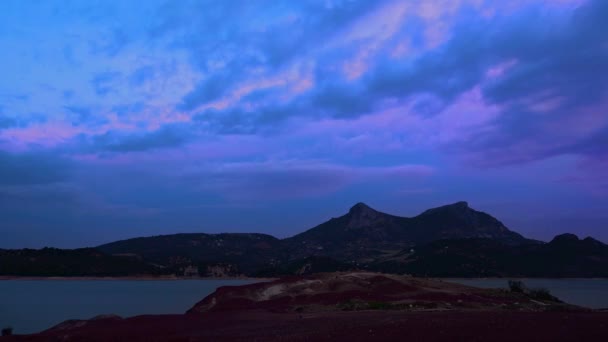 Day Night Embalse Zahara Andalusia Spain — стоковое видео