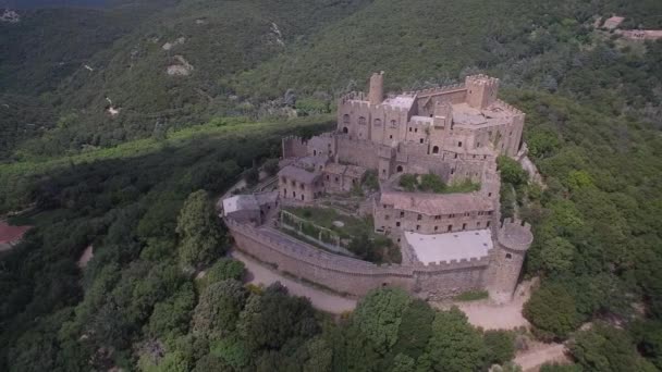 Luchtfoto Boven Castell Requesens Spanje — Stockvideo