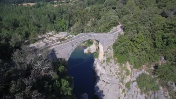 Pont Ortaçağ Llierca Pireneler Spanya — Stok video