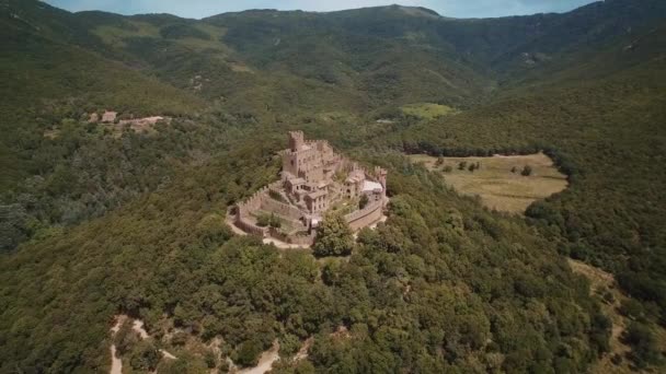Aerial Castell Requesens Spain — Stock Video