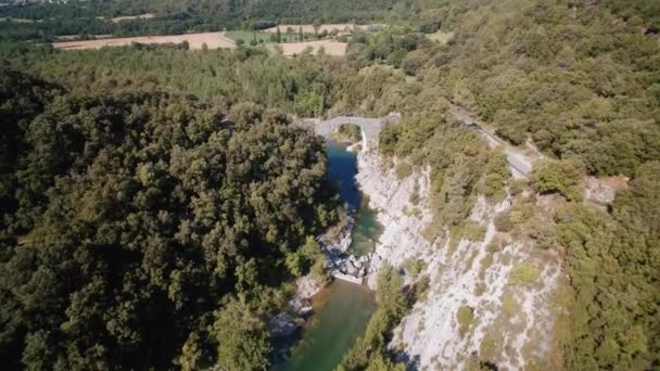 Pont Medieval Llierca Pyreneeën Spanje — Stockvideo