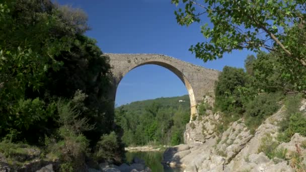 Pont Medieval Llierca Πυρηναία Ισπανία — Αρχείο Βίντεο