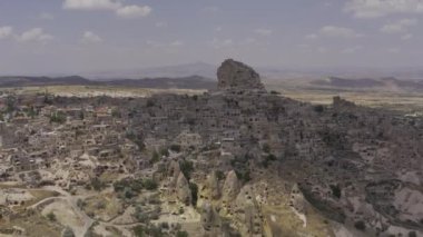 Aerial, Uchisar, Cappadocian Landscapes, Turkey. 