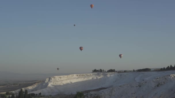 Balões Ascensão Pamukkale Turquia — Vídeo de Stock