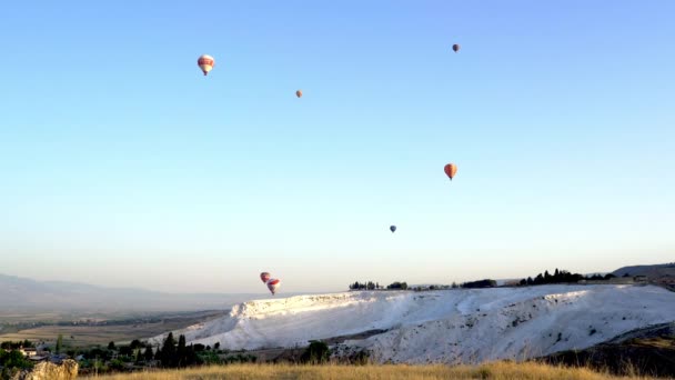Balões Ascensão Pamukkale Turquia — Vídeo de Stock
