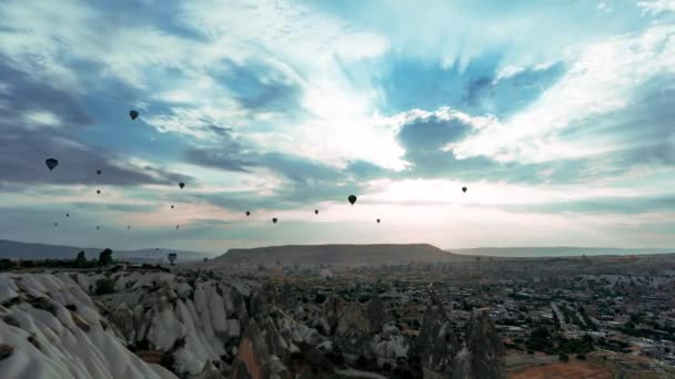 Pamukkale Turkey View Hot Air Balloons — Video