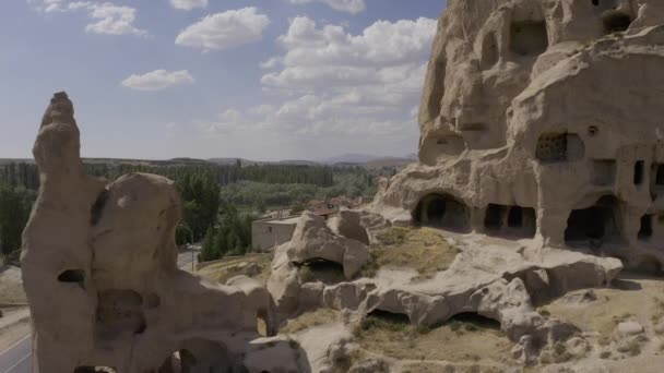 Krásný Letecký Pohled Katedrálu Selime Rock City Turecko — Stock video