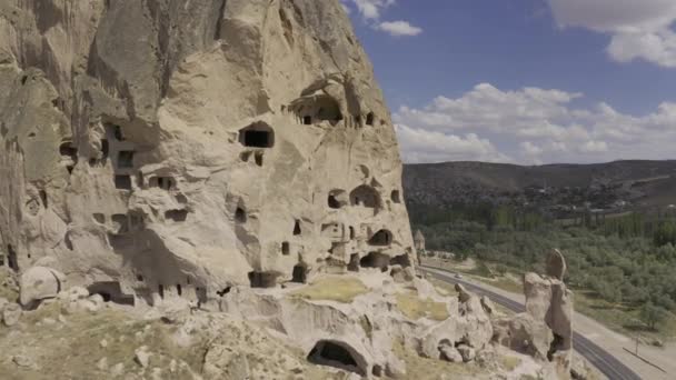 Krásný Letecký Pohled Katedrálu Selime Rock City Turecko — Stock video