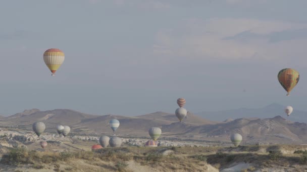 Pamukkale Turkey View Hot Air Balloons — Wideo stockowe