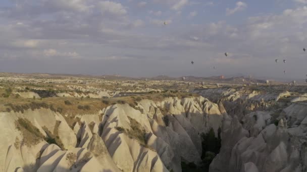 Beautiful Aerial View Hot Air Balloons Cappadocia Turkey — Stock Video