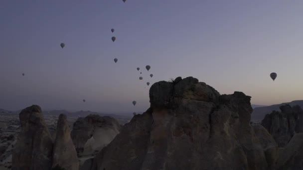 Prachtig Uitzicht Vanuit Lucht Hot Air Balloons Cappadocia Turkije — Stockvideo