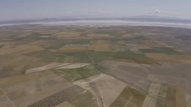 Aerial View Tuz Goelue Pink Salt Lake Turkey — Stock Video