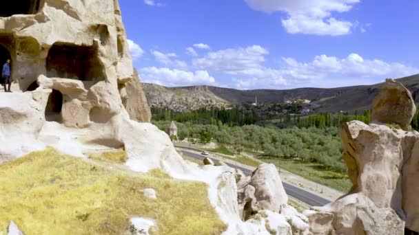 Letecký Pohled Katedrálu Selime Rock City Turecko — Stock video
