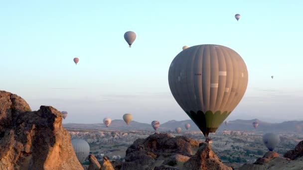 Pamukkale Turkey View Hot Air Balloons Royalty Free Stock Footage