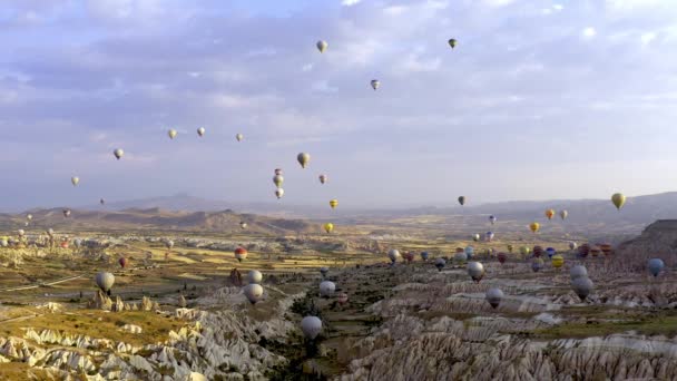 Piękny Widok Lotu Ptaka Balony Kapadocja Turcja — Wideo stockowe