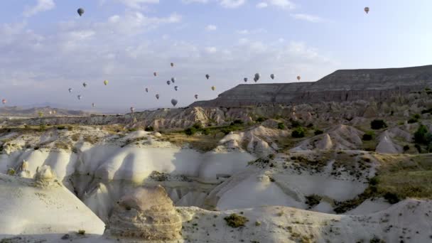 Όμορφη Εναέρια Άποψη Του Hot Air Μπαλόνια Καππαδοκία Τουρκία — Αρχείο Βίντεο