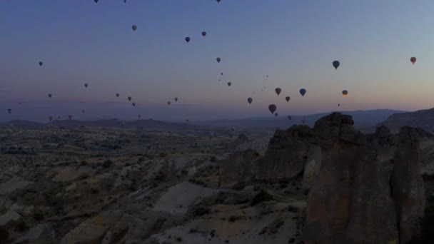 Hermosa Vista Aérea Los Globos Aire Caliente Capadocia Turquía — Vídeos de Stock