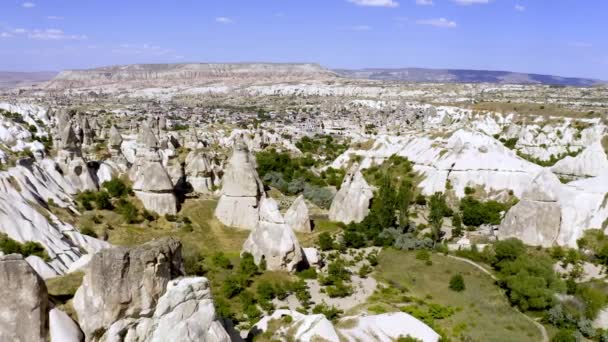 Landscape Aerial View Goereme Cappadocian Landscapes Turkey — Stock Video