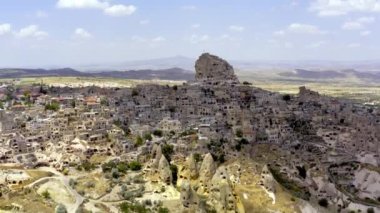 Aerial, Uchisar, Cappadocian Landscapes, Turkey. 