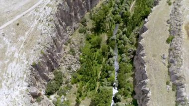 Aerial, Ihlara Valley Gorge, Cappadocia, Turkey. Graded and stabilized version.