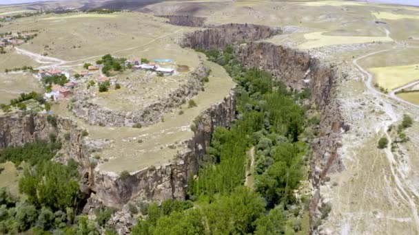 Aerial Ihlara Valley Gorge Cappadocia Turkey Graded Stabilized Version — Αρχείο Βίντεο