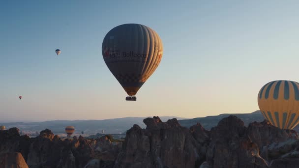 Pamukkale Turkey View Hot Air Balloons Stock Footage