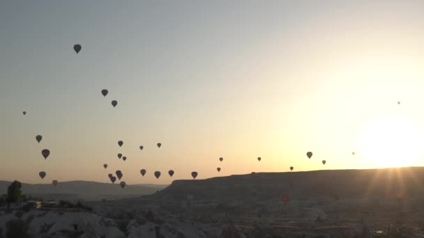 Pamukkale Turkey View Hot Air Balloons — стокове відео