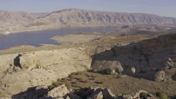 Flygfoto Runt Tigris Floden Och Dammen Turkiet — Stockvideo