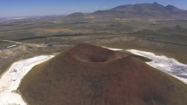 Beautiful Aerial View Meke Crater Lake Tuzla Turkey — Stock Video